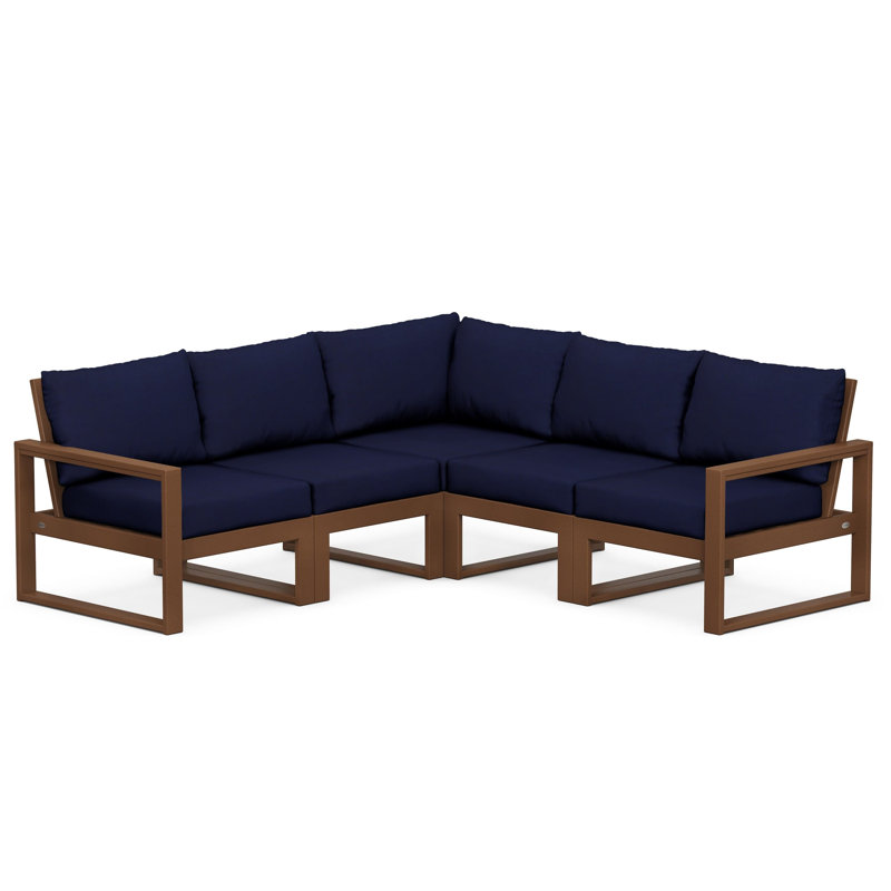 POLYWOOD® Edge 85" Patio Sectional, Teak, Navy