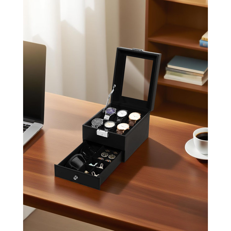 Leather Watch Box +, Black