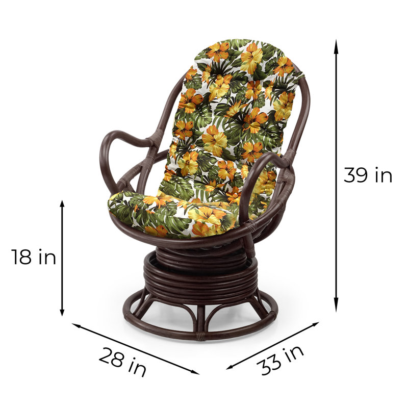 Méridienne pivotante l 28 po Gartman, Velours à motif floral