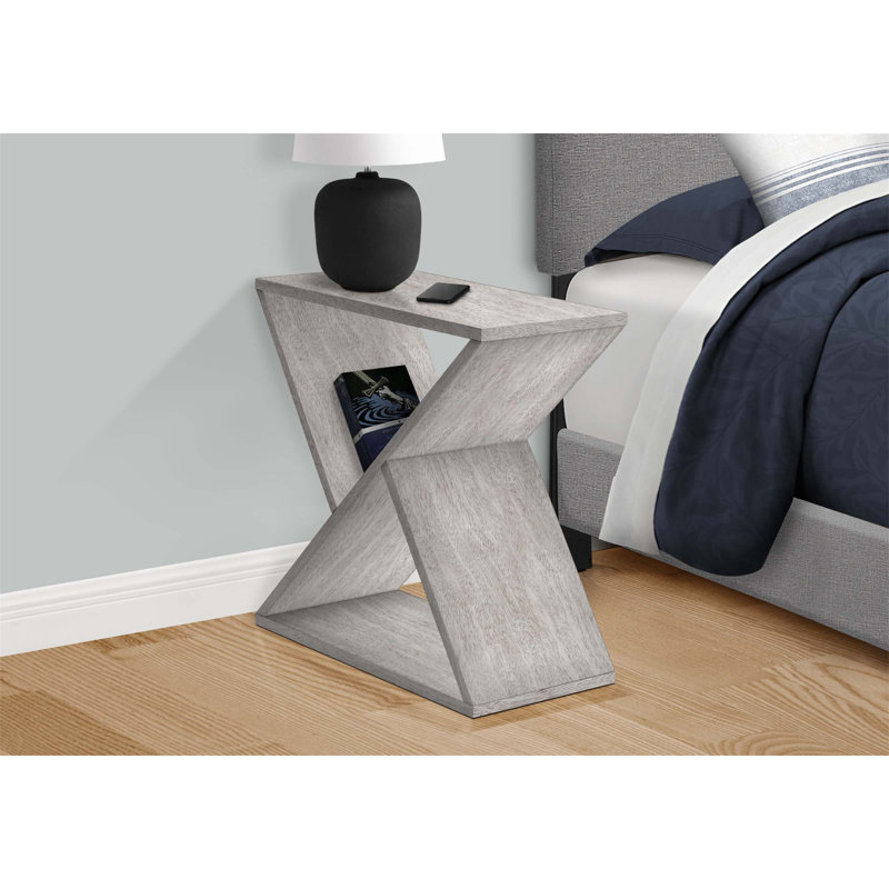 Table d'appoint contemporaine en placage étroit, pour les petites chambres et les salons, avec casier incliné et tablette inférieure.