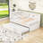 Upholstered Twin Daybed with Trundle, LED Lighting and USB Ports-106490994