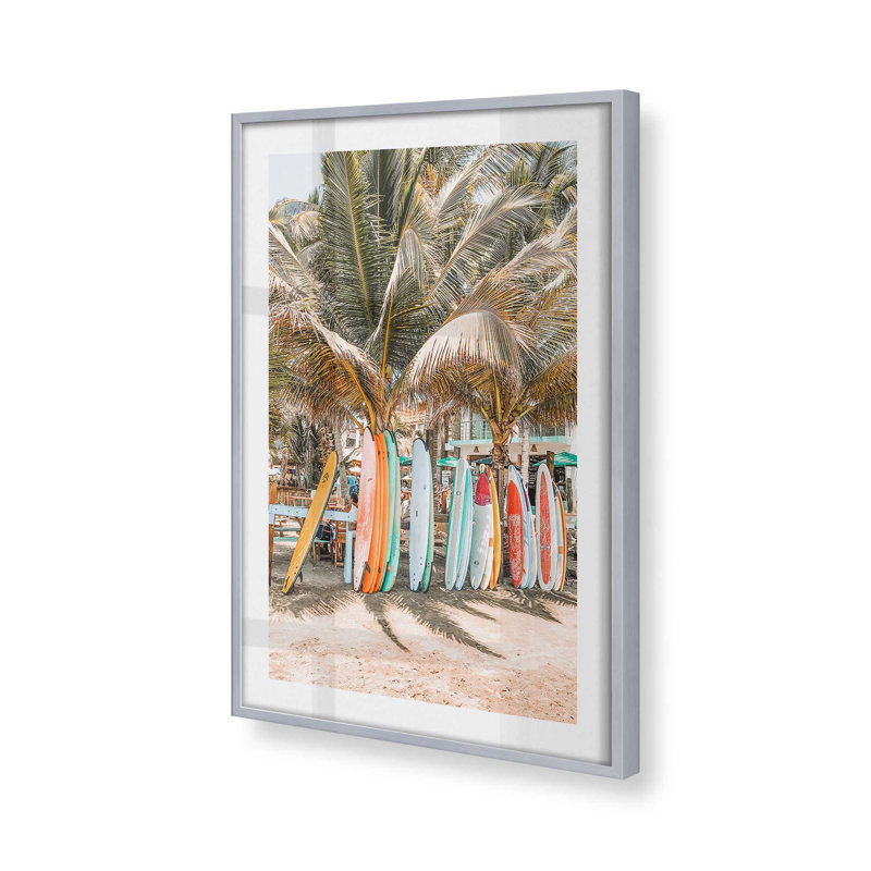 Imprimé Surf's Paradise, H 25,25 po x l 19,25 po x P 1,25 po, Cadre en chrome poli