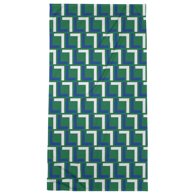 Serviette de bain, Vert / Bleu / Blanc