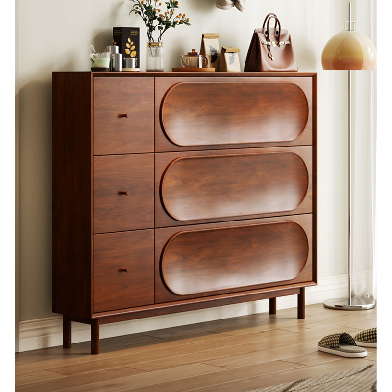Vintage Style Tilting Shoe Storage Cabinet Shoe Storage Cabinet, Brown, 47.24" H x 39.37" W x 9.45" D