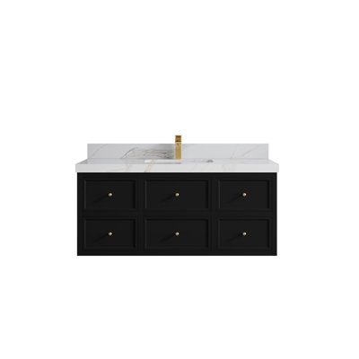 Roswell Floating 48'' Single Bathroom Vanity with Quartz Top