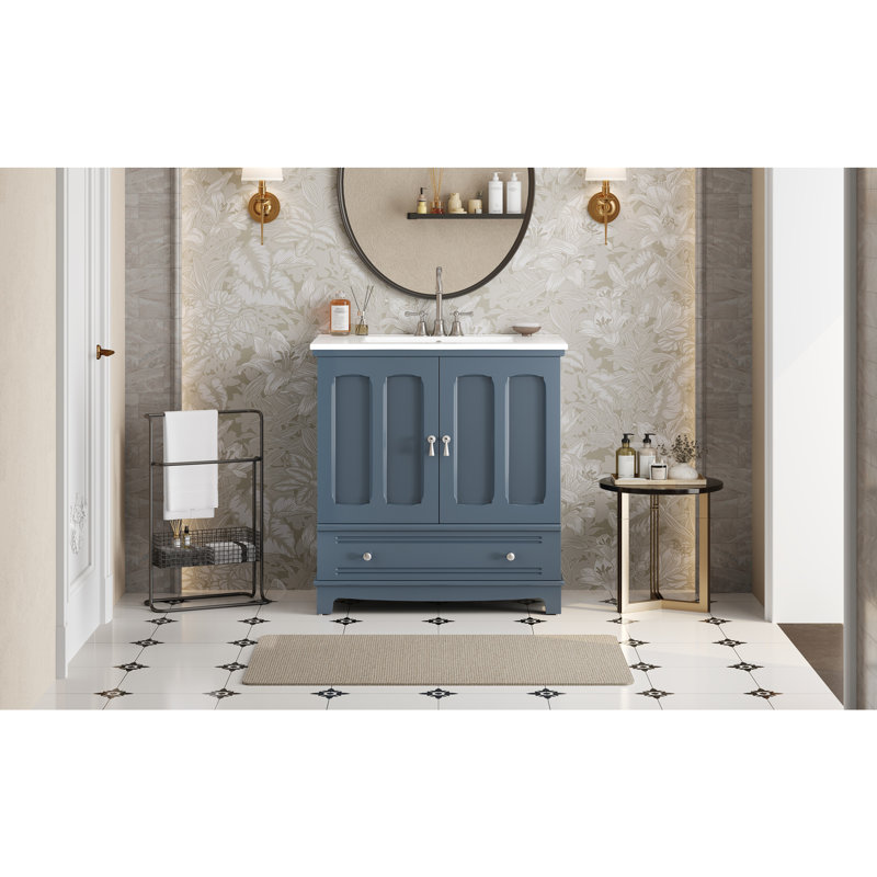 Meuble-lavabo 30 po avec lavabo en céramique, Blanc
