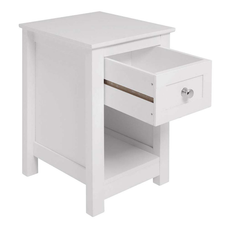 Roper 28cm W Manufactured Wood Bedside Table, White