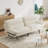75”Convertible Futon Sofa Bed with Adjustable Backrest and 5-Level Armrests, Corduroy Futon Couch ,Sleeper Sofa Loveseat for Small Spaces, Apartment or Office,White-108486679-100150247