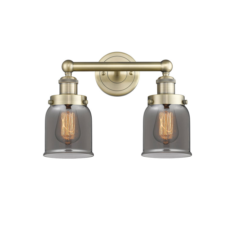 Éclairage pour meuble-lavabo à 2 lumières à intensité variable Corralitos, Plaqué couleur fumée, Laiton antique