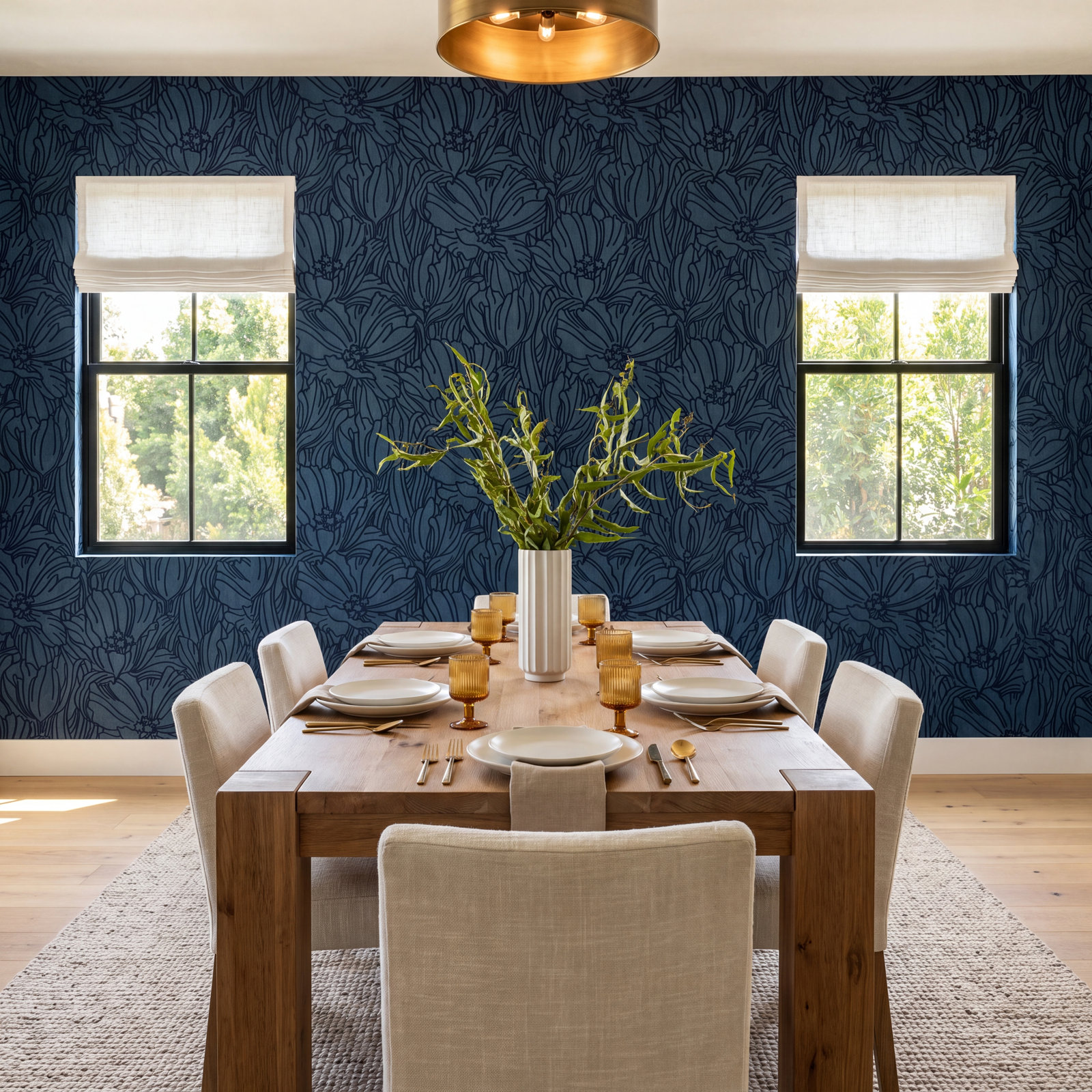 Floral Wallpaper, Blue