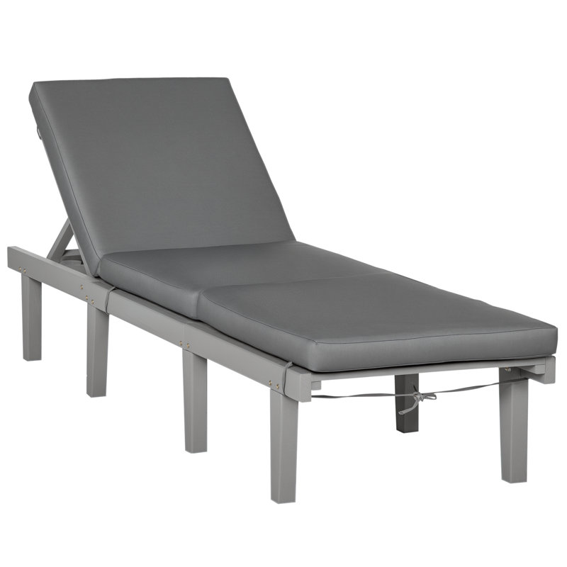 Chaise Lounge For Outdoor, Patio Chaise Lounge With Cushion, Modern Patio Chaise Lounge, Gray, Gray