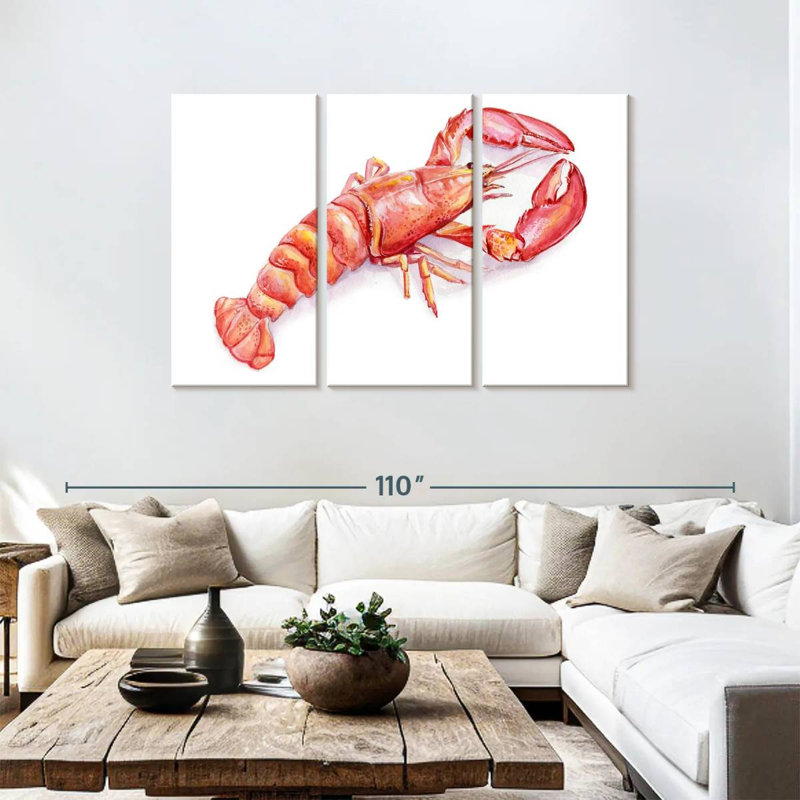 Brampt Vibrant Lobster, 48" H x 74" W