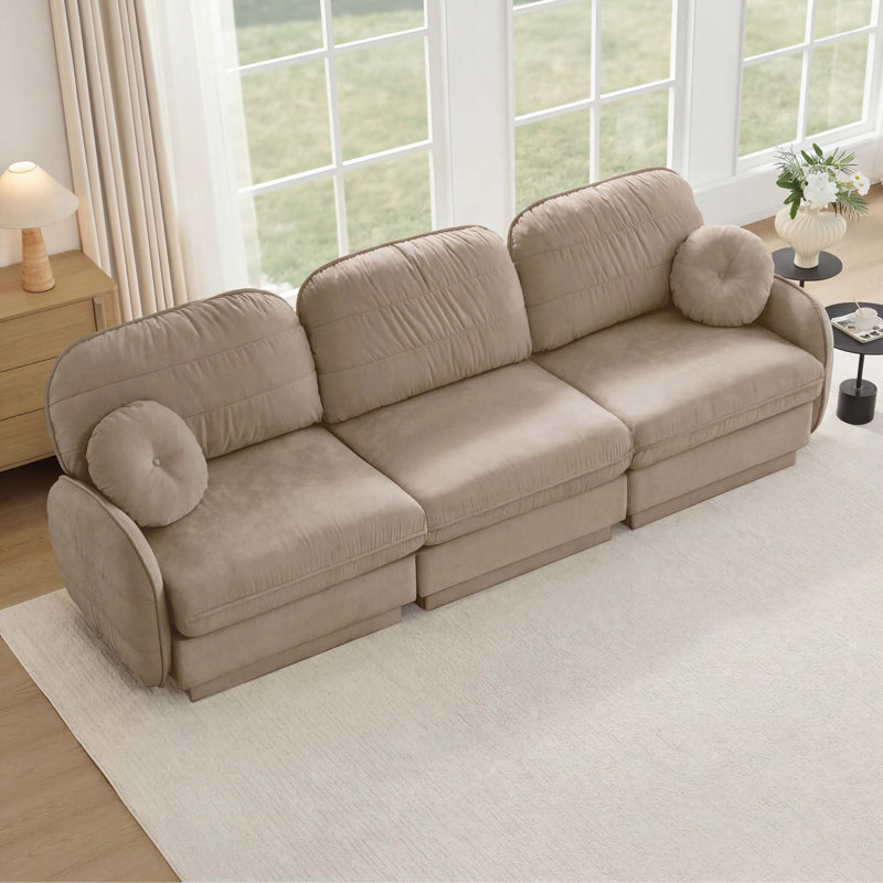 Canapé modulaire ergonomique Chenille, Light Coffee, 37.4" H x 105.1" W x 33.4" D