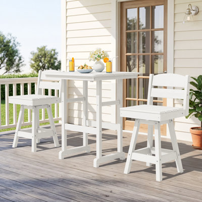All-Weather HDPE Outdoor Swivel Bar Table and Chairs(3-Piece)