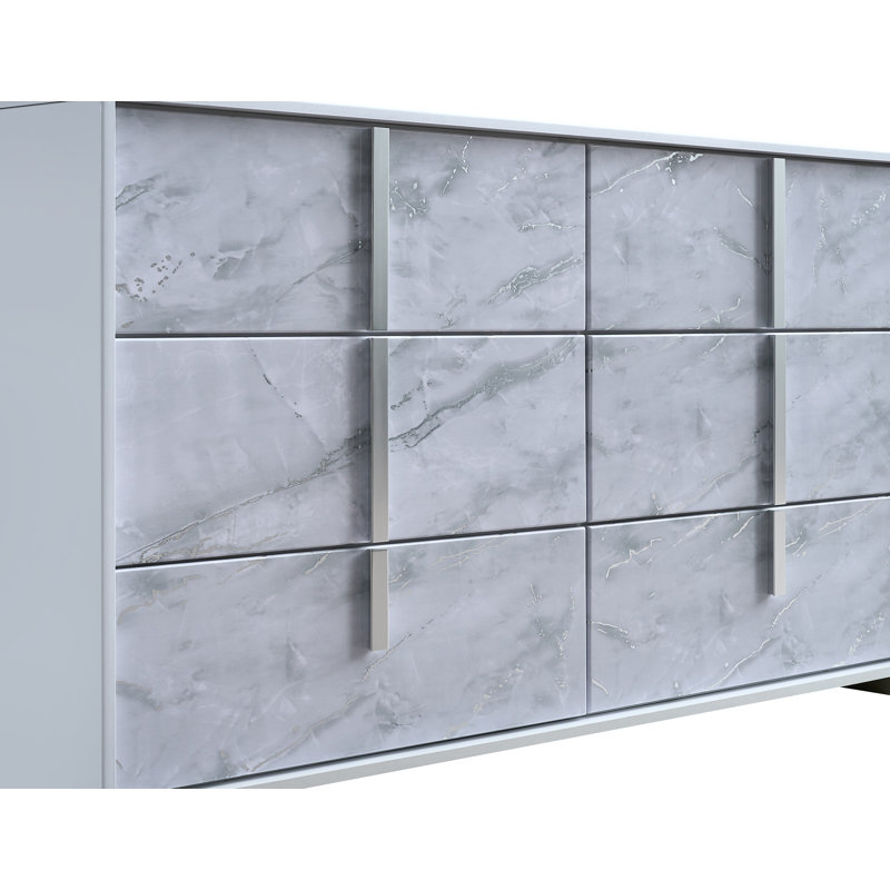 Lunigiana 55.5" White With Gray Dresser