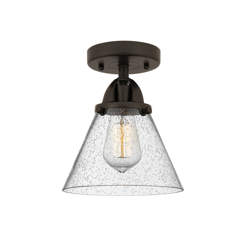 Plafonnier semi-encastré en verre à DEL, H 9,5 po x l 7,75 po x P 7,75 po, Grainé, Bronze huilé