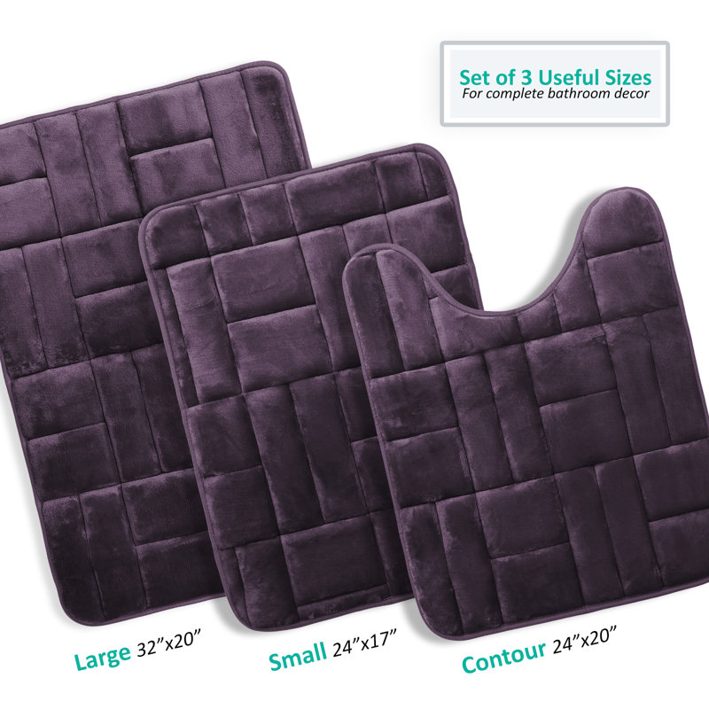 Memory Foam Non-Slip Bath Rug, Purple Eggplant