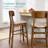  2-Piece Farmhouse Counter Height Bar Stool Set W/ Cushioned Seat, Wooden Backrest - Walnut/Cream