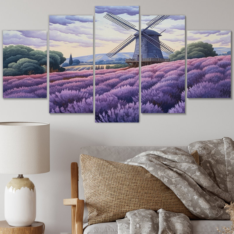 Lavande Mills I - impression d'art mural paysages - 5 panneaux