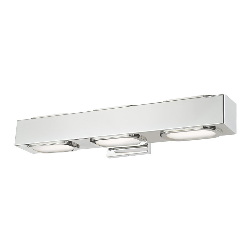 Barre d'éclairage de salle de bain 3 lumières DEL Evalyn, Chrome poli