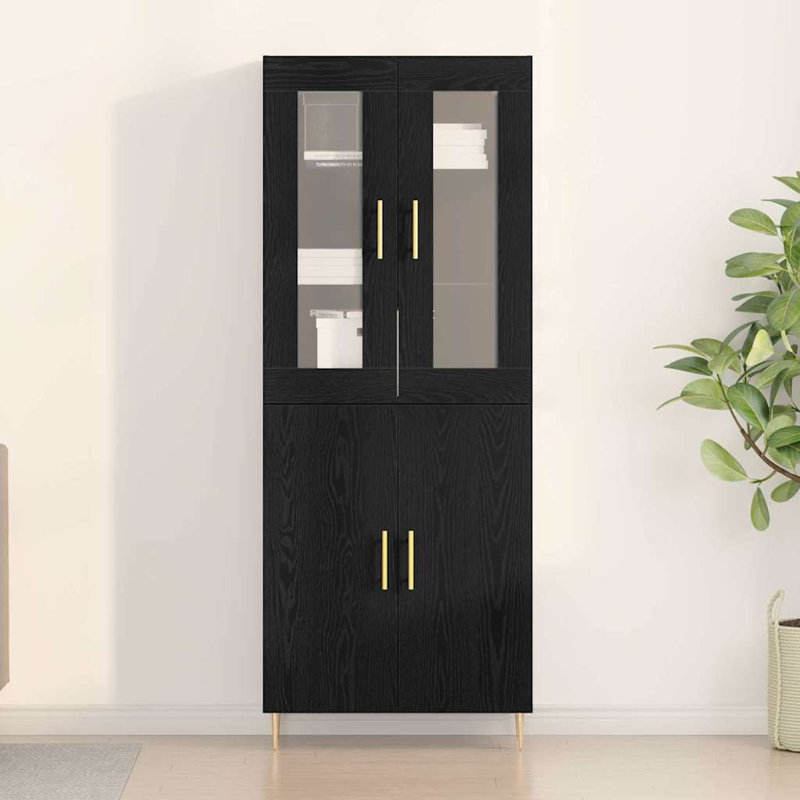 Highboard 69.5X34x180 Cm Engineered Wood, Black Oak