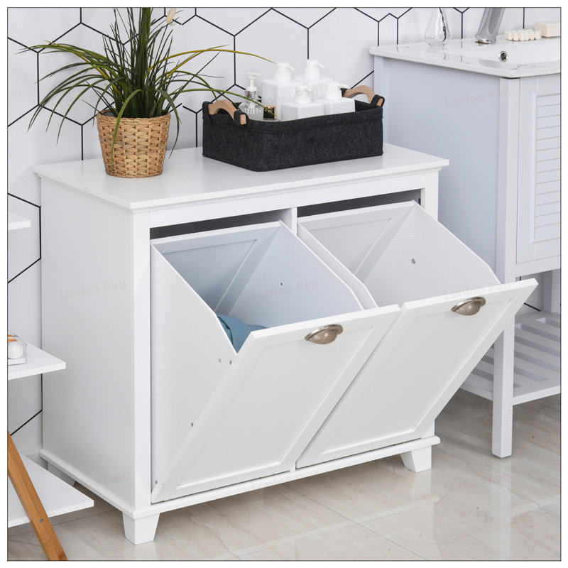 Armoire de salle de bain inclinable avec rangement double, blanc, résistant à l'eau et peu encombrant