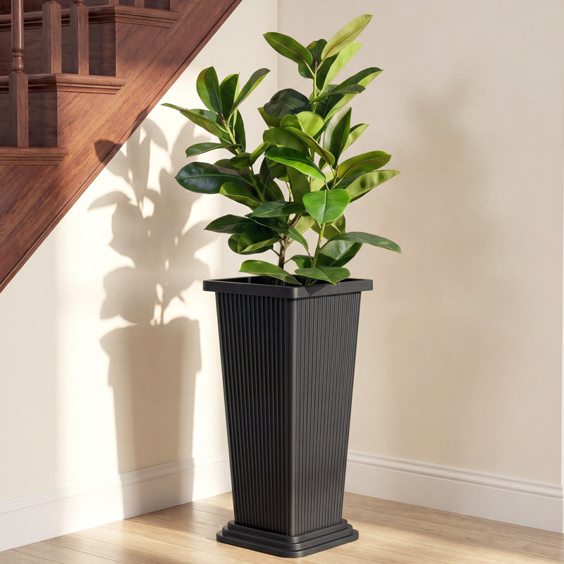 Grand pot de fleurs en plastique 2 paires de grandes jardinières d'intérieur et d'extérieur pour porche et patio (4 pièces)