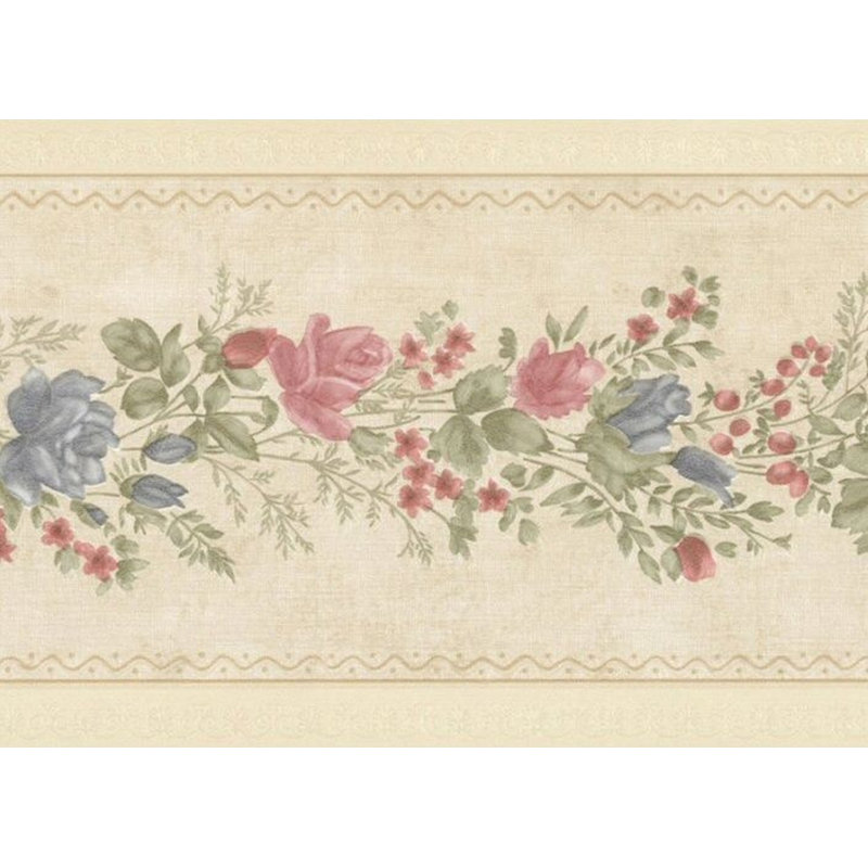 Bordure de papier peint l 15 pi x l 5 po roses sur la vigne Dolcie