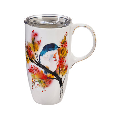 Grande tasse de voyage oiseau à l’arbre cerise 17 onces