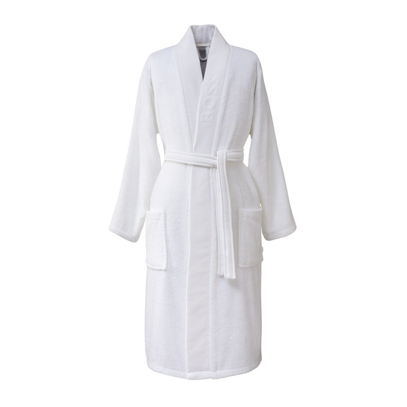 100% Cotton Terry Cloth Boy / Man+ Mid-Calf Bathrobe, L, White