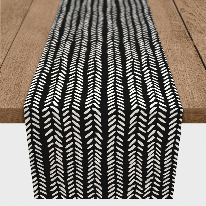 Brealle Rectangle Polyester Table Runner, 72" x 16", Black
