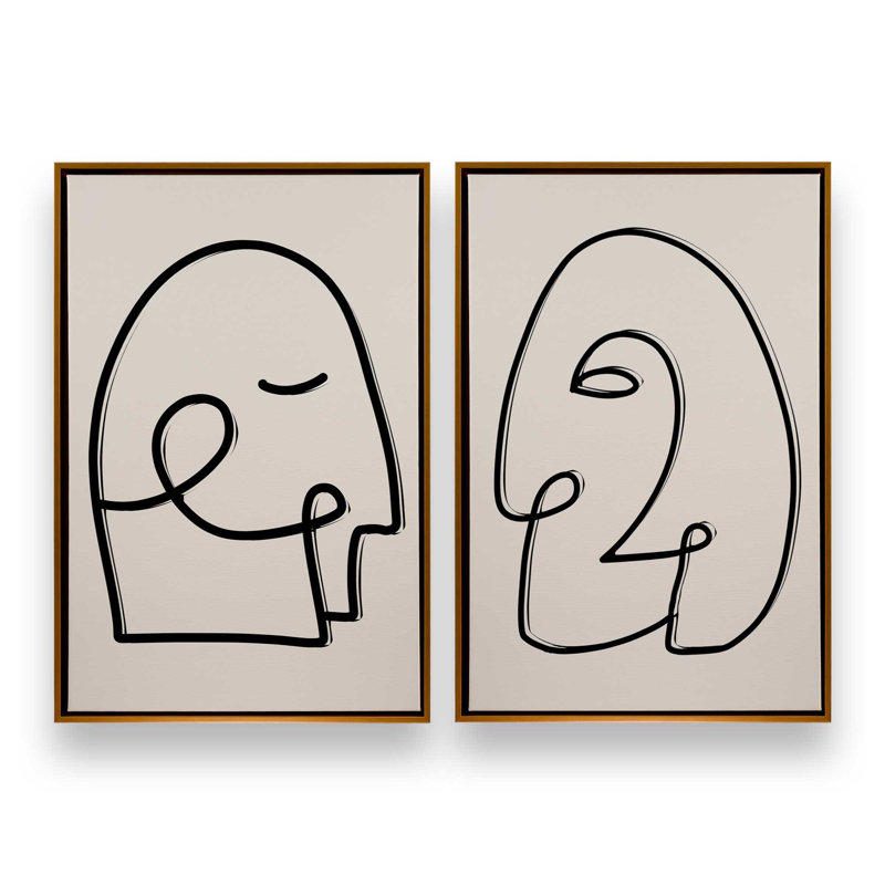 «Mindful Gaze», 2 pièces sur toile, Cadre doré poli, H 36,75 po x l 24,75 po x P 1,75 po