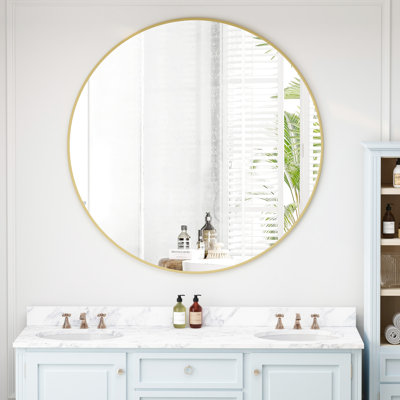 Miroir de salon noir avec cadre en métal 39 po - fixation murale pour salle de bain