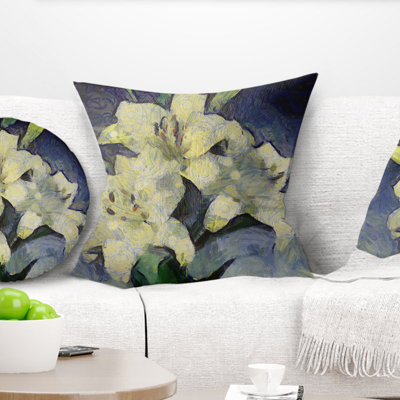 Coussin en aquarelle floral lilies, 18 po x 18 po, Coussin décoratif