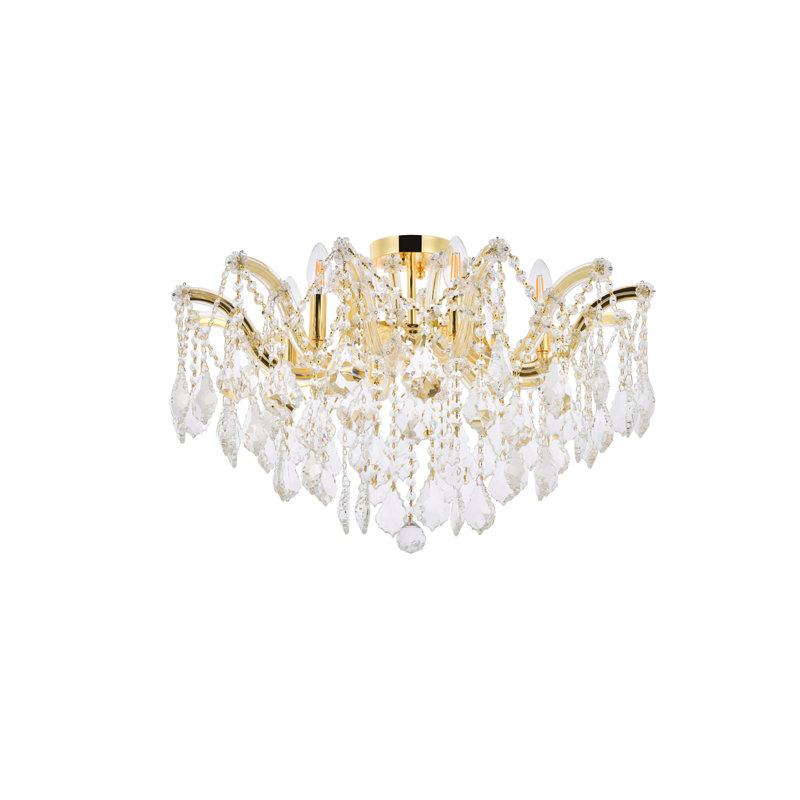 Cristal taillé royal transparent Maria Theresa Maxfield, Doré, H 17,5 po x l 24 po x P 24 po, Six lumières