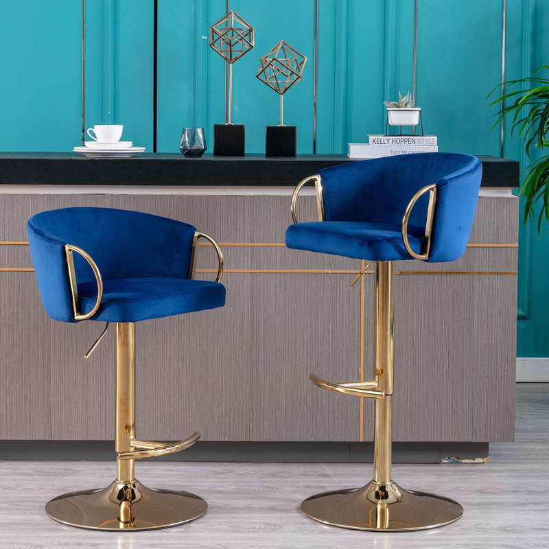 Tabouret à hauteur réglable Therman, Bleu marine