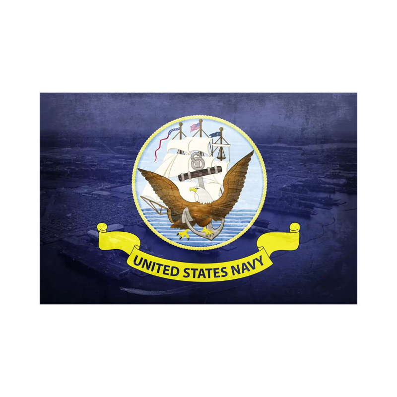 U.S. Navy Flag (Naval Station Norfolk Background) II - Wrapped Canvas Print, 101.6 cm H x 66.04 cm W x 1.91 cm D