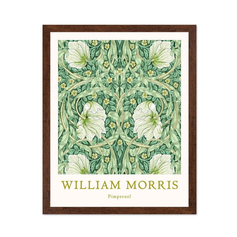 William Morris - Pimpernel No2, 24"H x 32"W, Poster, Brown Framed