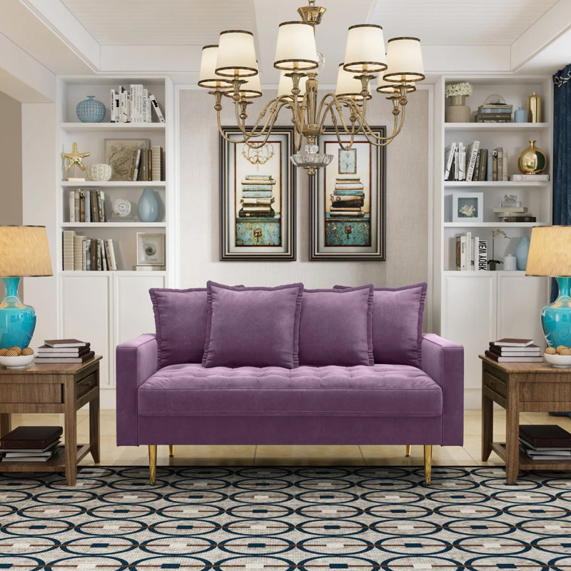 Madalinn 58'' Velvet Loveseat, Lavender Velvet