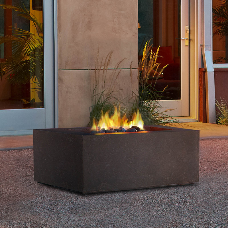 BALTIC Concrete Fire Pit Table with Lid, Glacier Gray, Propane, 15.75" H x 50.5" W x 32.5" D