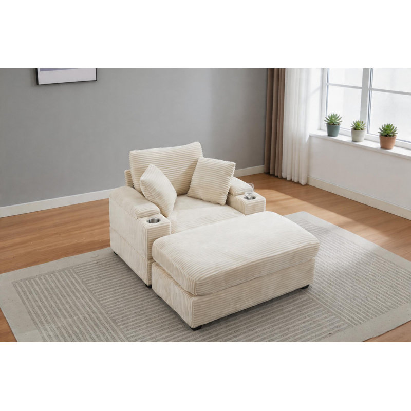 Chaise d'appoint, Velours côtelé - beige