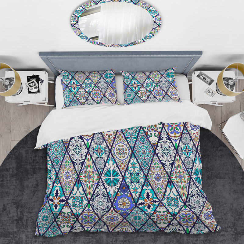 Multicolore méga patchwork - ensemble de housse de couette abstrait - microfibre de polyester