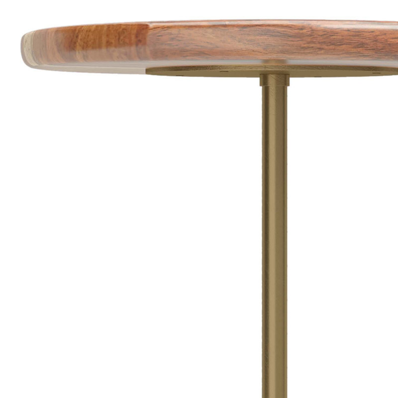 Becker 15'' Natural Acacia and Marble Round Side Table