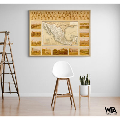 Carte politique du Mexique, décor de l'histoire du Mexique, art mural de l'histoire du bureau public mexicain, carte de l'Amérique du Sud, affiche de carte politique