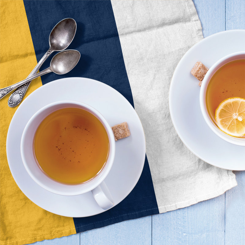 Anaheim Stripe Tea Towel Kitchen Towel, Poly Twill, Gold/Blue/White