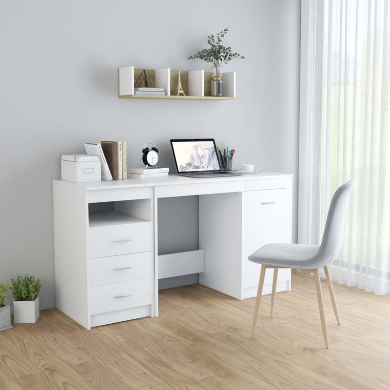Hery 140Cm Rectangular Writing Desk, White