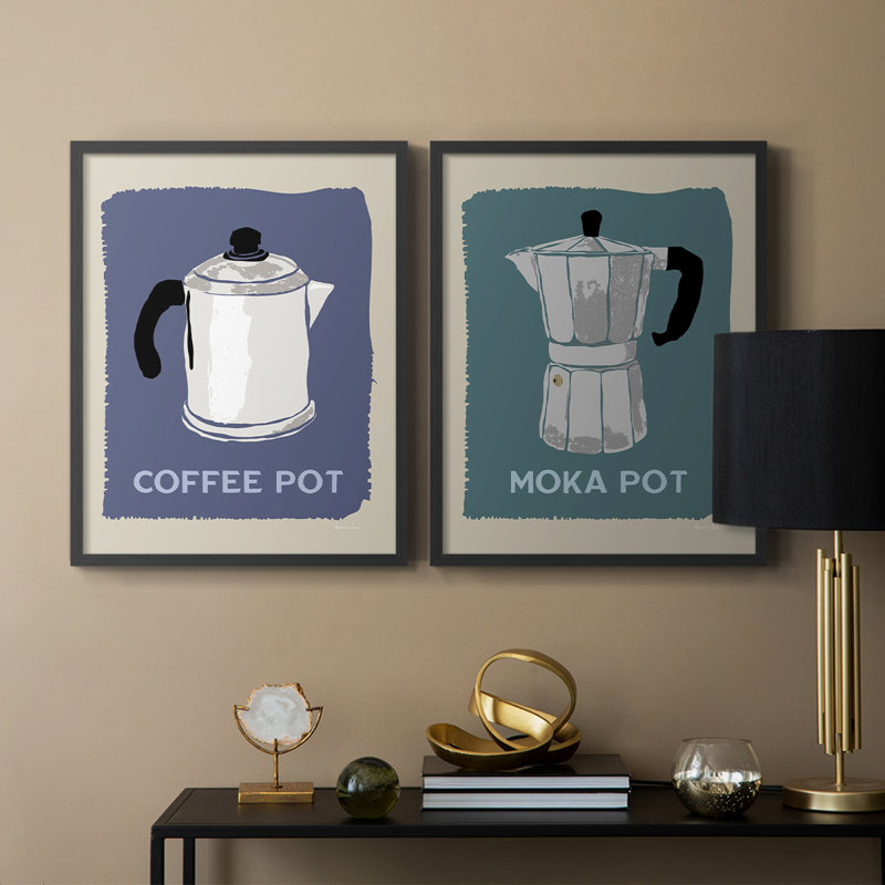 «Modern Coffee I», reproduction encadrée de qualité supérieure - prête à être accrochée - aucun clou requis - aucun clou requis