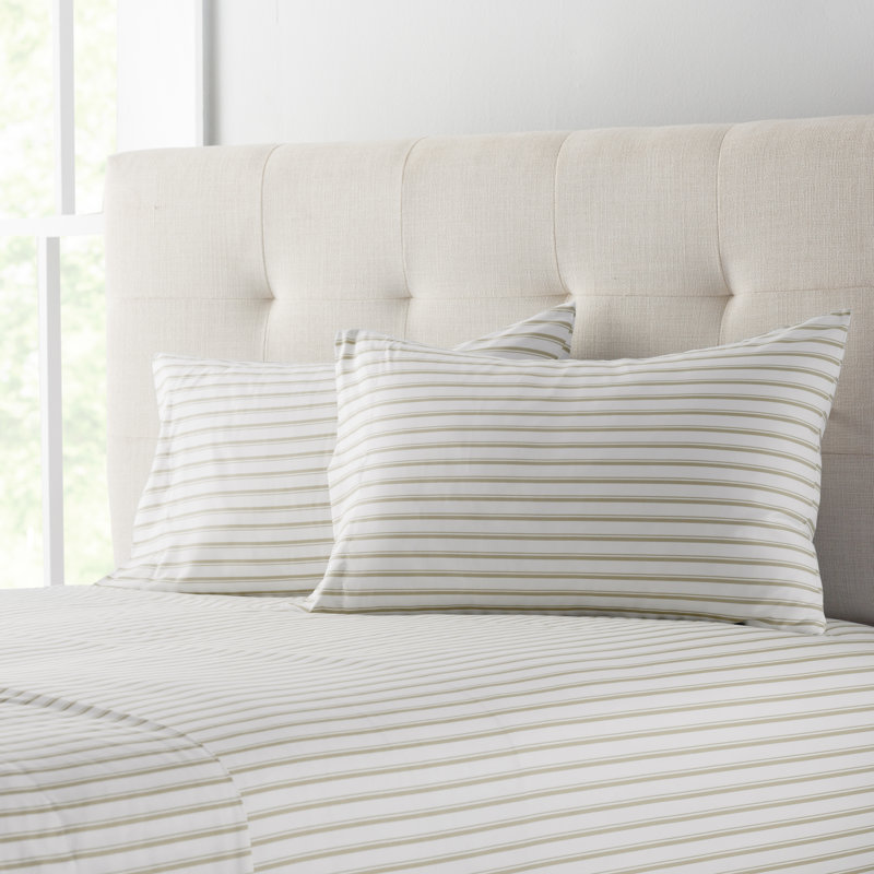 Microfiber Striped Sheet Set, Beige, Double