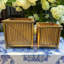 Jardinières treillis dorées antiques, lot de 2