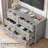54" Wide 6 Drawer Dresser, Modern Wood Chest with Deep Drawers, Gray-1053249695